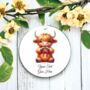 Personalised Cute Highland Cow Love Heart Hand, thumbnail 2 of 2