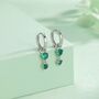 Double Emerald Green Cz Huggie Hoop Earrings, thumbnail 1 of 11