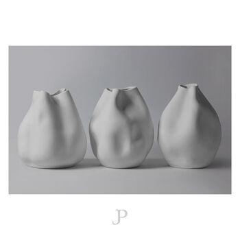 Handmade Tristi White Porcelain Dented Vase, 3 of 6