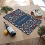 Personalised Christmas Navy Floral Wallpaper Tea Towel, thumbnail 3 of 6