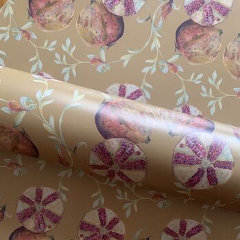 Pomegranate Print Festive Christmas Wrapping Paper Set, 2 of 2
