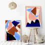 Blue And Pink Abstract Shapes Print Set Of Three, thumbnail 2 of 12