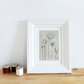 Wildflowers Embroidered Linen Picture, 4 of 5