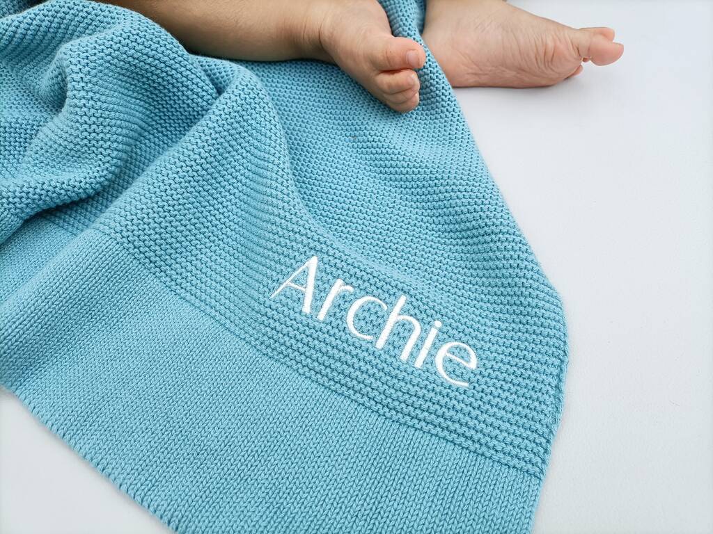 Personalised Soft Cotton Knit Baby Blanket By Bambamboo Baby