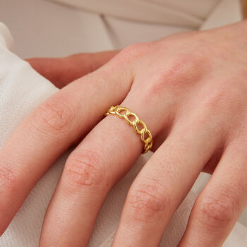 Chain Ring In Sterling Silver And Gold Plated, 5 of 9