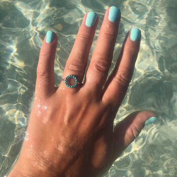 Halo Radiance Turquoise Ring In Silver, 3 of 12