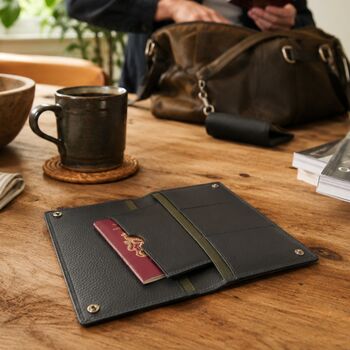 Personalised Pebble Grain Leather Travel Wallet Father's Day Gift For Him, 6 of 11