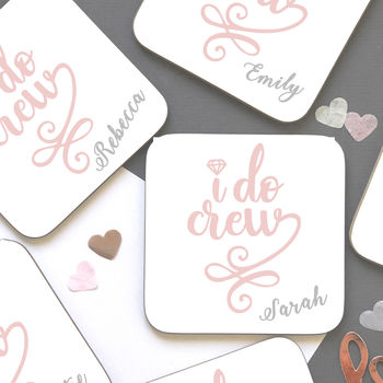 I Do Crew Personalised Hen Party Coasters, 2 of 3