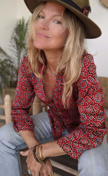 Ladies Elegant Shirt Blouse Scarlett Batik Medina, 6 of 12