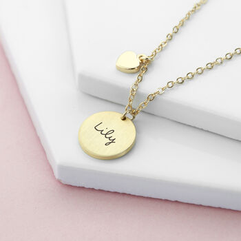 Personalised Heart And Disc Pendant Necklace, 4 of 9
