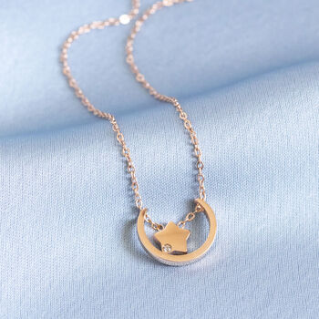 Contemporary Moon And Star Floating Necklace, 3 of 6