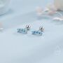 Tiny Opal Curved Bar Screw Back Earrings, thumbnail 1 of 11
