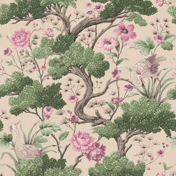 Crane Bird Rose Pink/Cream Wallpaper, 4 of 4