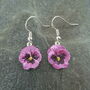 Pansy Pink Flower Drop Earrings, thumbnail 3 of 4