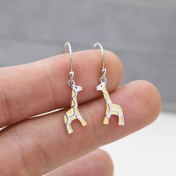 Sterling Silver Giraffe Drop Hook Earrings, 4 of 11