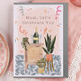 Champagne Mother's Day Card With Plants And Streamers, thumbnail 1 of 2