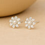 Sterling Silver Pearl Daisy Flower Tiny Stud Earrings, thumbnail 1 of 8