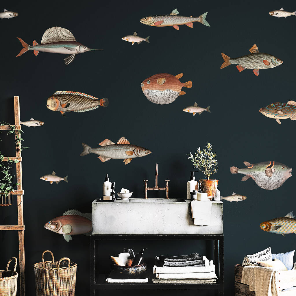 Vintage Fish Illustration Wall Stickers, 1 of 6
