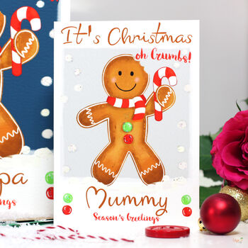 Personalised Gingerbread Man Family Christmas Card, 2 of 8
