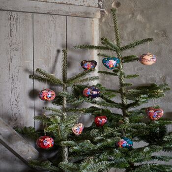 Handmade Christmas Heart Baubles Set Of Five, 2 of 2