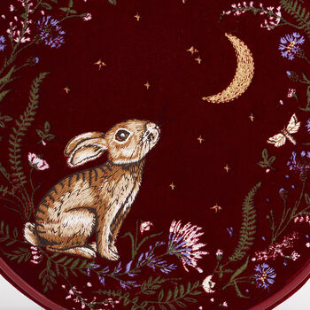 Star Gazing Rabbit Red Embroidered Circle Bag, 3 of 7