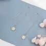 Sterling Silver Tiny Daisy Flower Ear Threaders, thumbnail 2 of 11