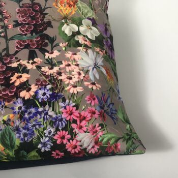 Velvet English Flower Garden Cushion Cover Grey, 6 of 6