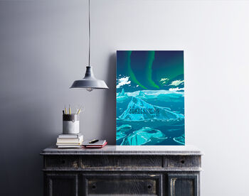 Jokulsarlon Iceberg Lagoon Iceland Travel Poster Print, 4 of 6