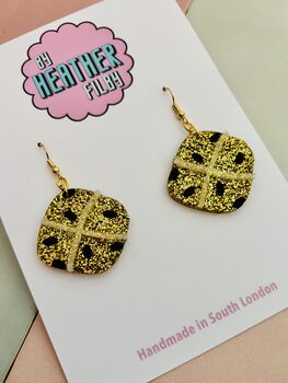 Hot Cross Bun Glitter Earrings, 4 of 5