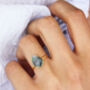 Raw Emerald Teardrop Faceted Gemstone Ring, thumbnail 2 of 10