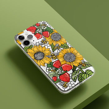 Sunflower Bees Strawberry Phone Case For iPhone, 4 of 10