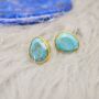 Turquoise Gold Plated Sterling Silver Studs, thumbnail 2 of 7