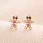 Sterling Silver Crystal Gingerbread Stud Earrings In Gold, thumbnail 1 of 2