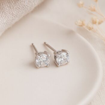 Sterling Silver Moissanite Stud Earrings – 4mm, 3 of 6