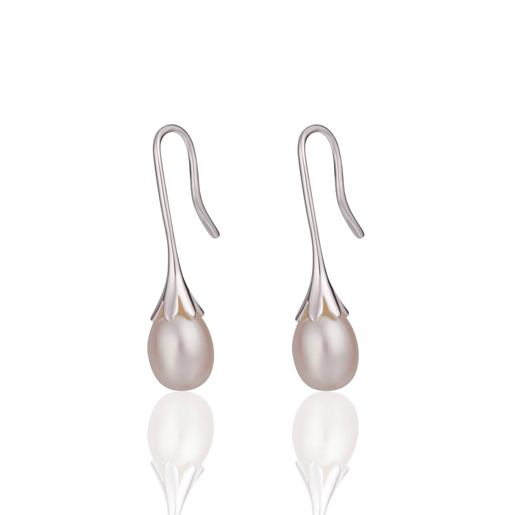 Petal Pearl Droplet Earrings By Scream Pretty Notonthehighstreet Silver Petal Pearl Droplet Earrings By Scream Pretty