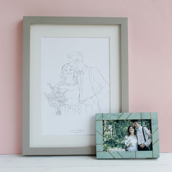 Personalised Wedding Day Line Drawing Portrait Print, 2 of 12