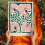 Green And Pink Abstract Flowers Print, thumbnail 3 of 3