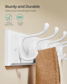 Wall Mounted Coat Rack With Double Metal Hooks, 6 of 10