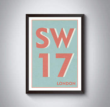 Sw17 Tooting, Mitcham London Postcode Art Print, 9 of 10