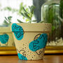 Hand Painted Cream And Turquoise Plant Pot, thumbnail 1 of 4