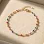 Gold Plated Carnival Multi Coloured Beaded Bracelet, thumbnail 1 of 4