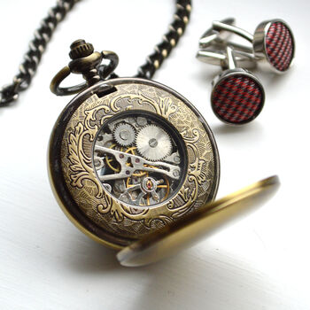 Engraved Twin Bronze Pocket Watch With Antique Lid, 3 of 4