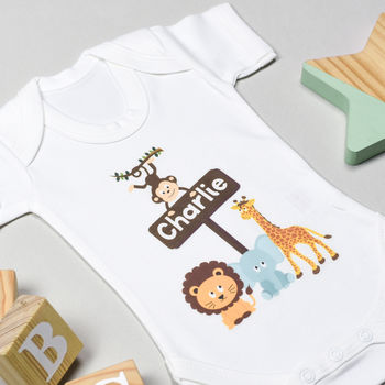 Personalised Animal Babygrow Baby Gift, 2 of 5