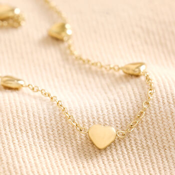 Gold Stainless Steel Tiny Round Heart Charm Anklet, 2 of 2