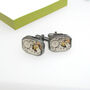 Gunmetal Rectangle Vintage Watch Cufflinks, thumbnail 3 of 3