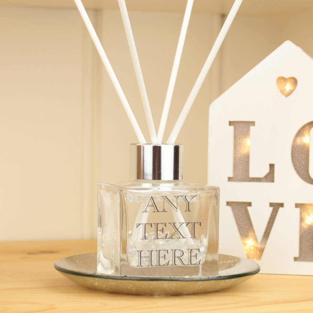 personalised 'any text' crystal reed diffuser by dreams to reality
