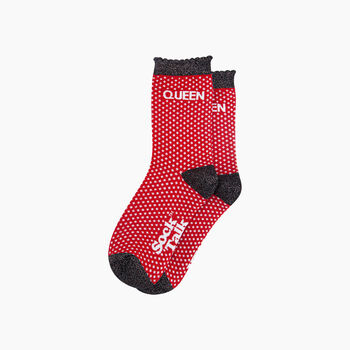 Queen Spotted Combed Cotton Glitter Socks In Red, 3 of 4