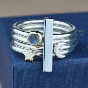 Moon And Star Maxi Stacking Ring Set, 6 of 9