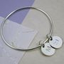 Solid Sterling Silver Initial Charm Bangle, thumbnail 5 of 5