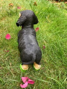 Dachshund Garden Ornament With Green Boots Sausage Dog, 2 of 9